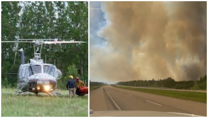 A helicopter used to fight wildfires crashes near Evansburg, Alberta.